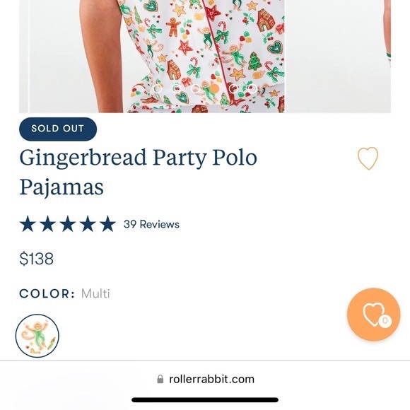 Roller rabbit Gingerbread Christmas Pajamas size large new in box with stickers - Picture 3 of 3